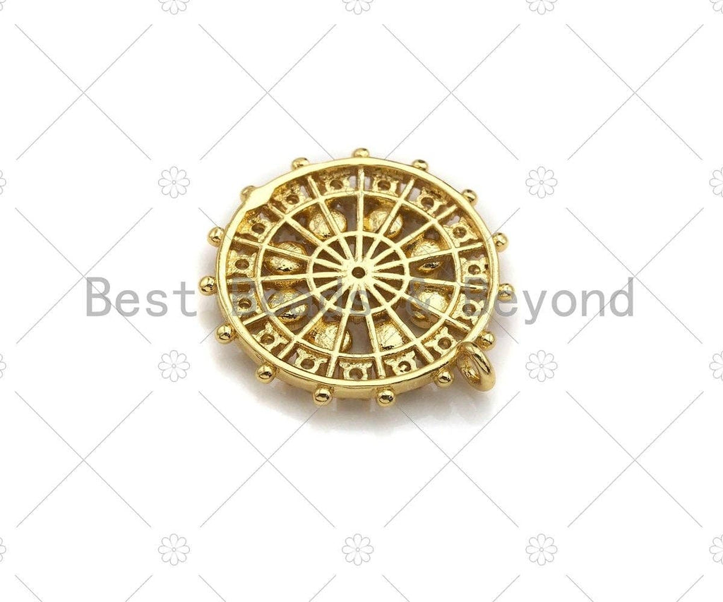 Black white CZ Pave Flower Ferris Wheel Charm, Sku#LK132