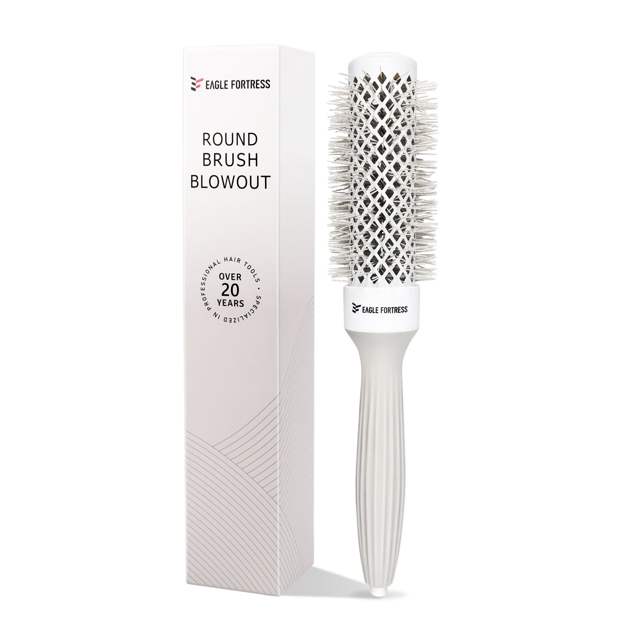 Eagle Fortress Professional Round Hair Brush for Blow Drying with Ceramic + Ionic, Grey 1.26in