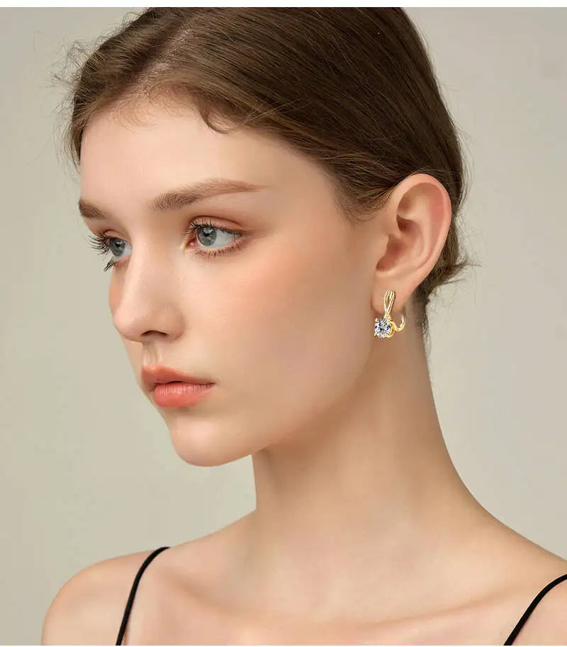 2 Ct Moissanite Clip-On Earrings 925 Sterling Silver Interlaced Studs Gift