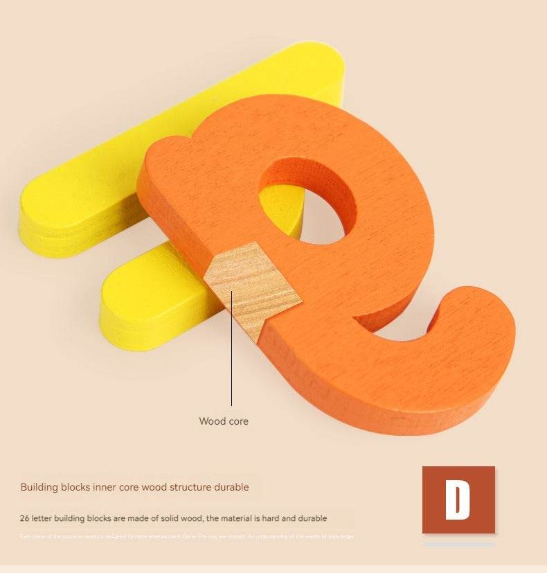 Jeu d'orthographe pour enfants avec des lettres en bois