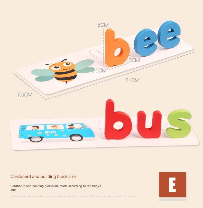 Jeu d'orthographe pour enfants avec des lettres en bois