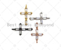 CZ Micro Pave Cross Shaped Pendant/Charm, Cross Charm with Baguette CZ,  Cubic Zirconia Pave Charm, 9x15mm, sku#Y292