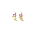 Gold Pink Enamel Cute Sea Horse Charm, Sku#Y804