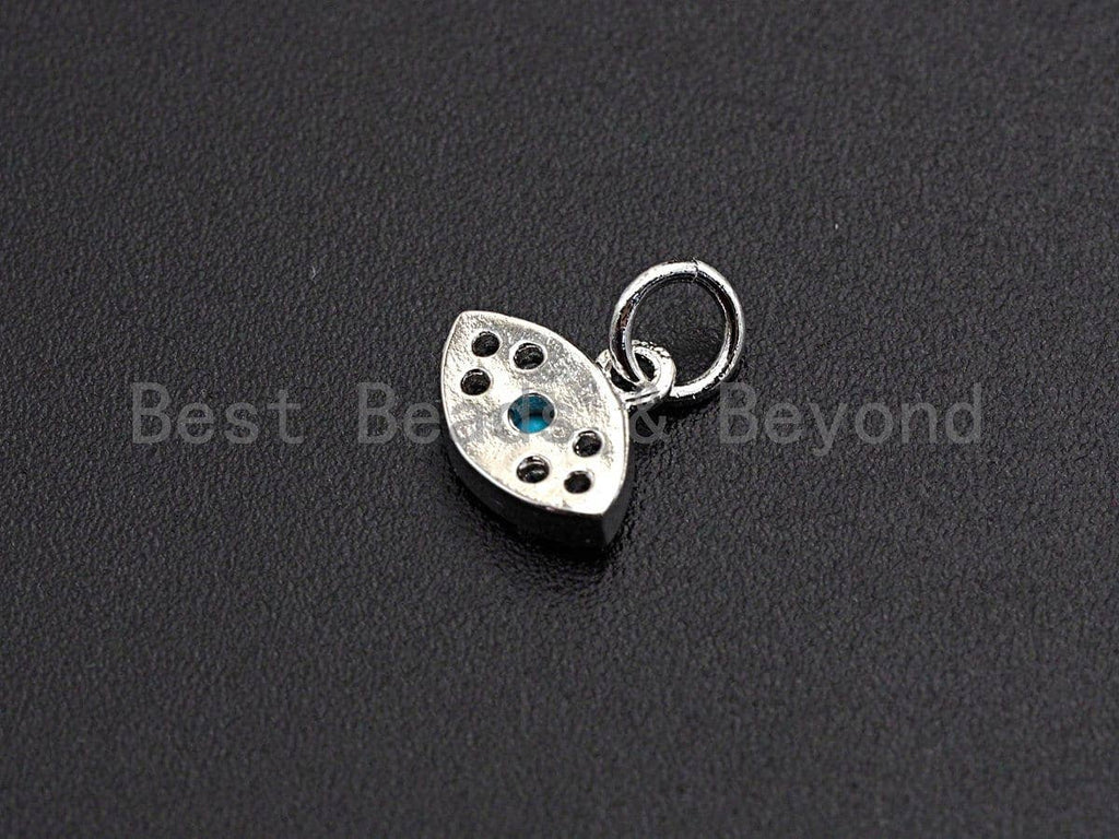 Turquoise Clear CZ Micro Pave Oval Evil Eye Shape Pendant,Cubic Zirconia Oval Charm,Gold/Silver Tone,8x10mm,sku#Z466