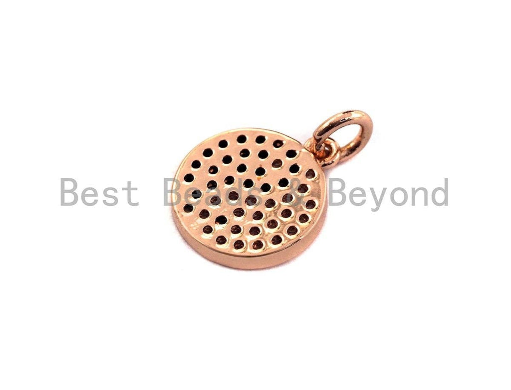 Clear Black CZ Micro Pave Tai Ji on Disc Pendant/Charm,Tai Ji CZ Pendant, Silver/Gold/Rose Gold/Black Tone,12x14mm,Sku#Z456