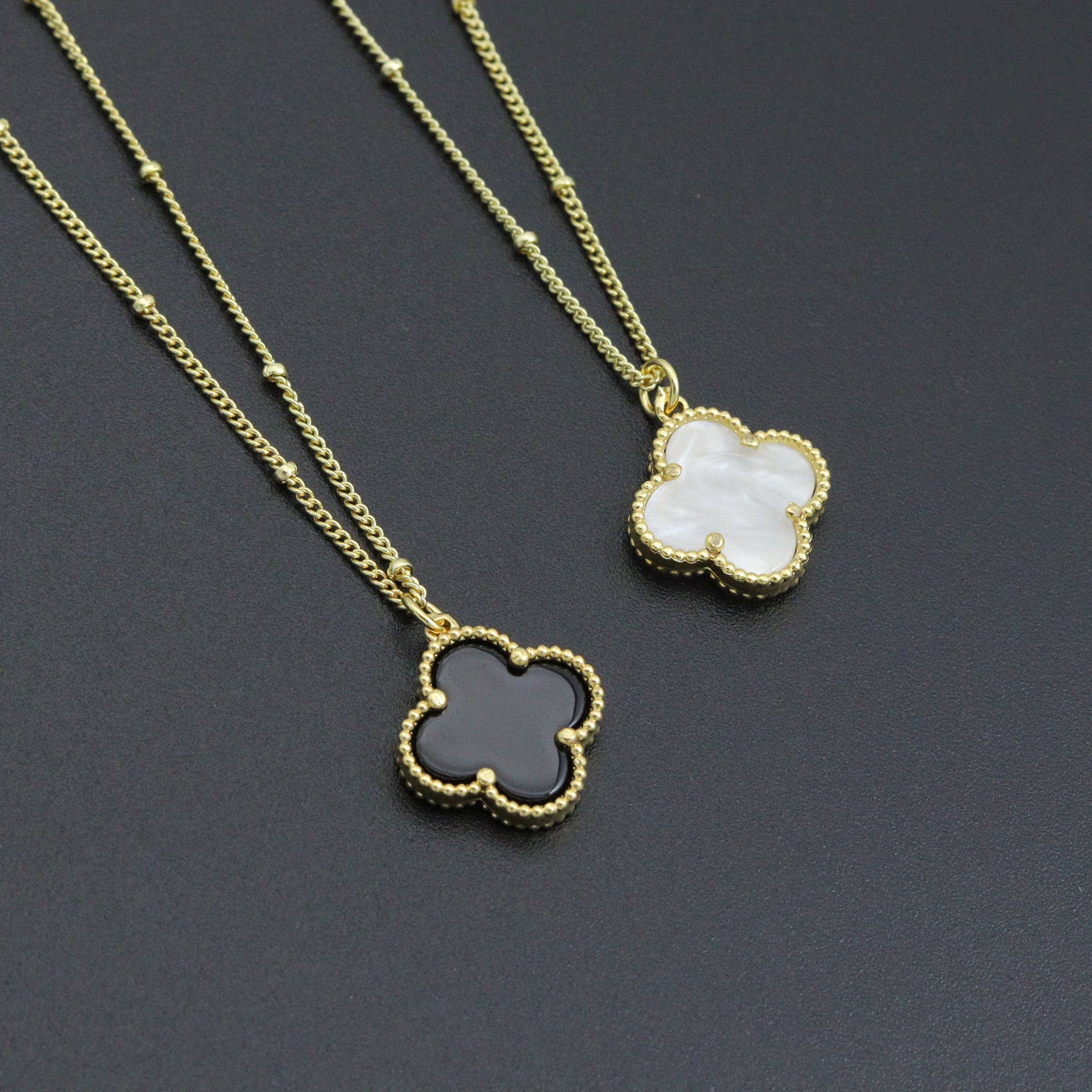 Black White flower Pendant Necklace, sku#EF715