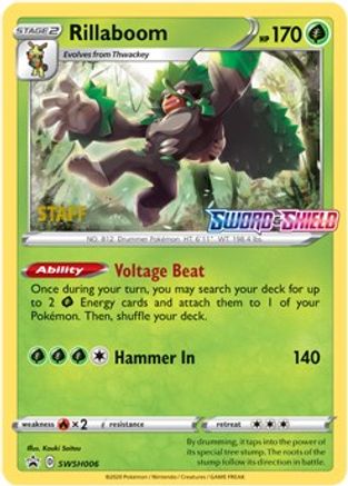Rillaboom (Prerelease) [Staff] SWSH006 - SWSH Sword & Shield Promo Cards Holofoil