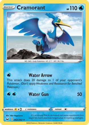 Cramorant 062/202 - SWSH01 Sword & Shield Base Set Reverse Holofoil
