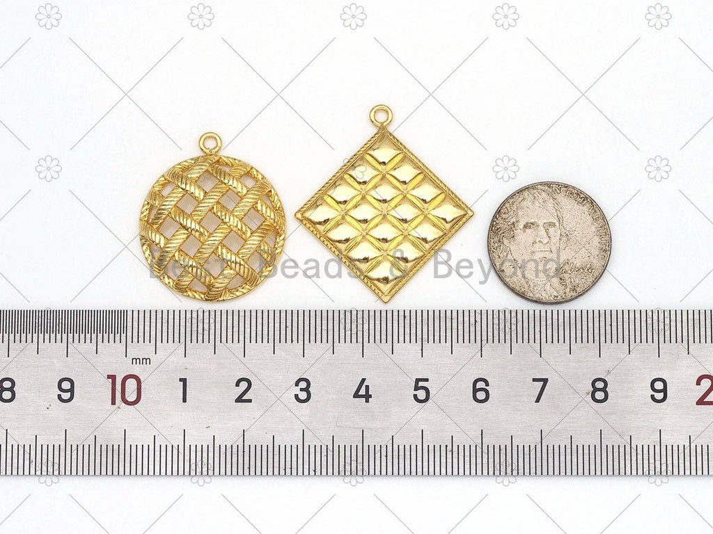 Round Rhombus Shape Pendant,18K Gold Filled Charm, Necklace Bracelet Charm Pendant, 29x25mm/35x31mm,Sku#Y517