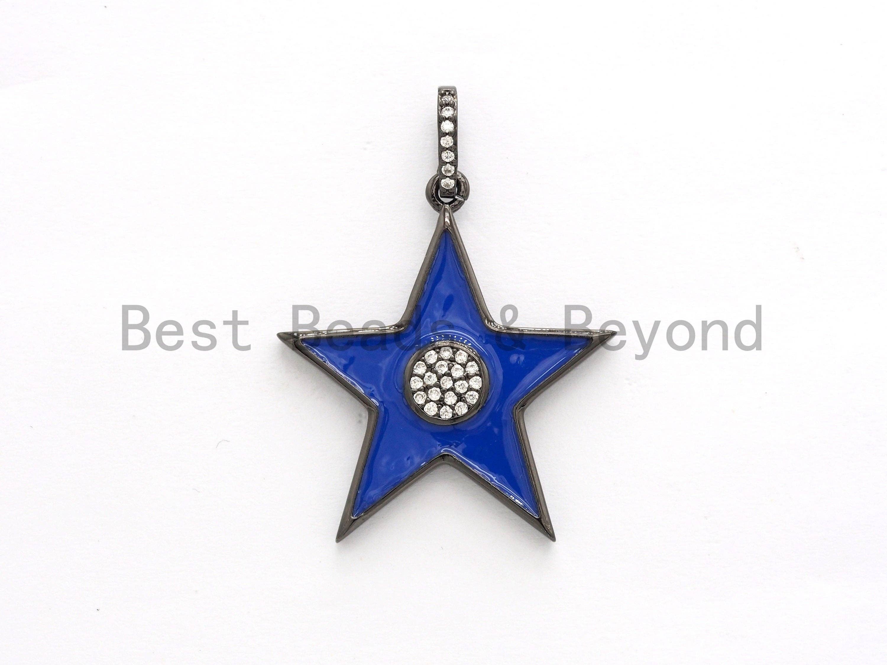 NEW Enamel Colorful Star Pendant,CZ Micro Pave Oil Drop Star pendant,Enamel pendant,Enamel Jewelry,28x31mm,sku#F574