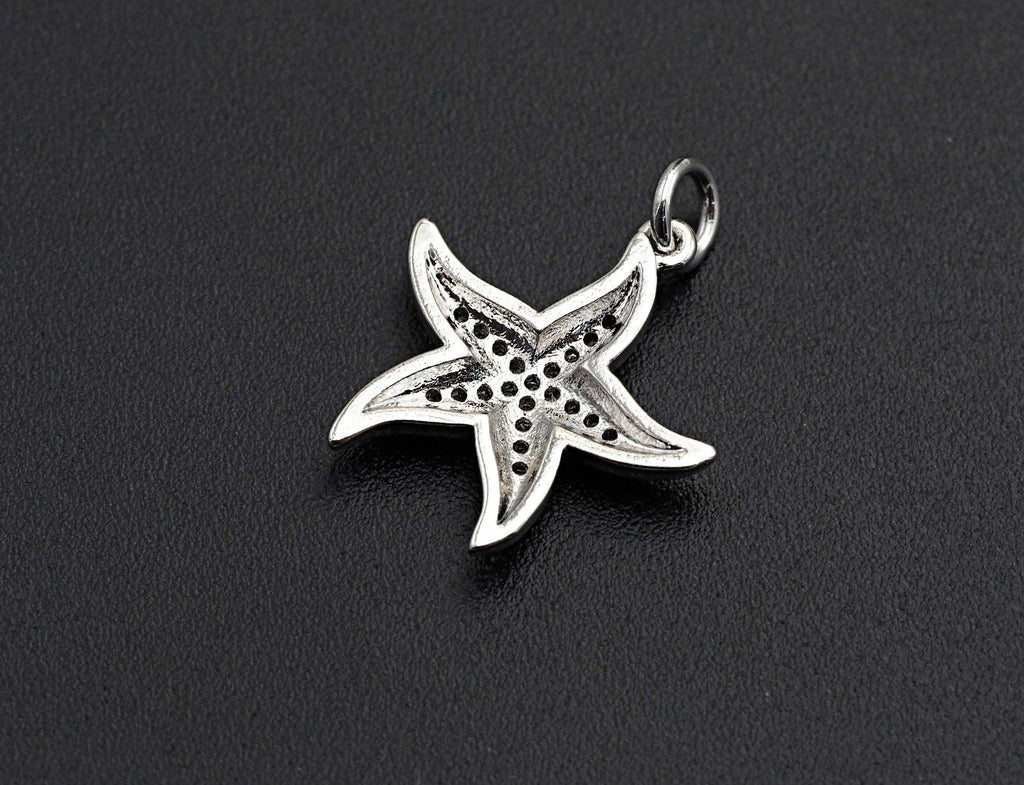 CZ Micro Pave Starfish Shaped Pendant/Charm, Cubic Zirconia Pendant Charm, 17x18mm,sku#Z575