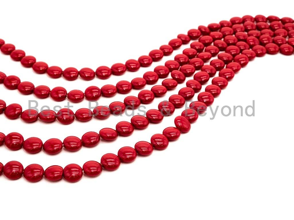 Red Natural Mother of Pearl beads,10x5mm Pearl Coin  beads, Loose Coin Smooth Pearl Shell Beads, 16inch strand, SKU#T83