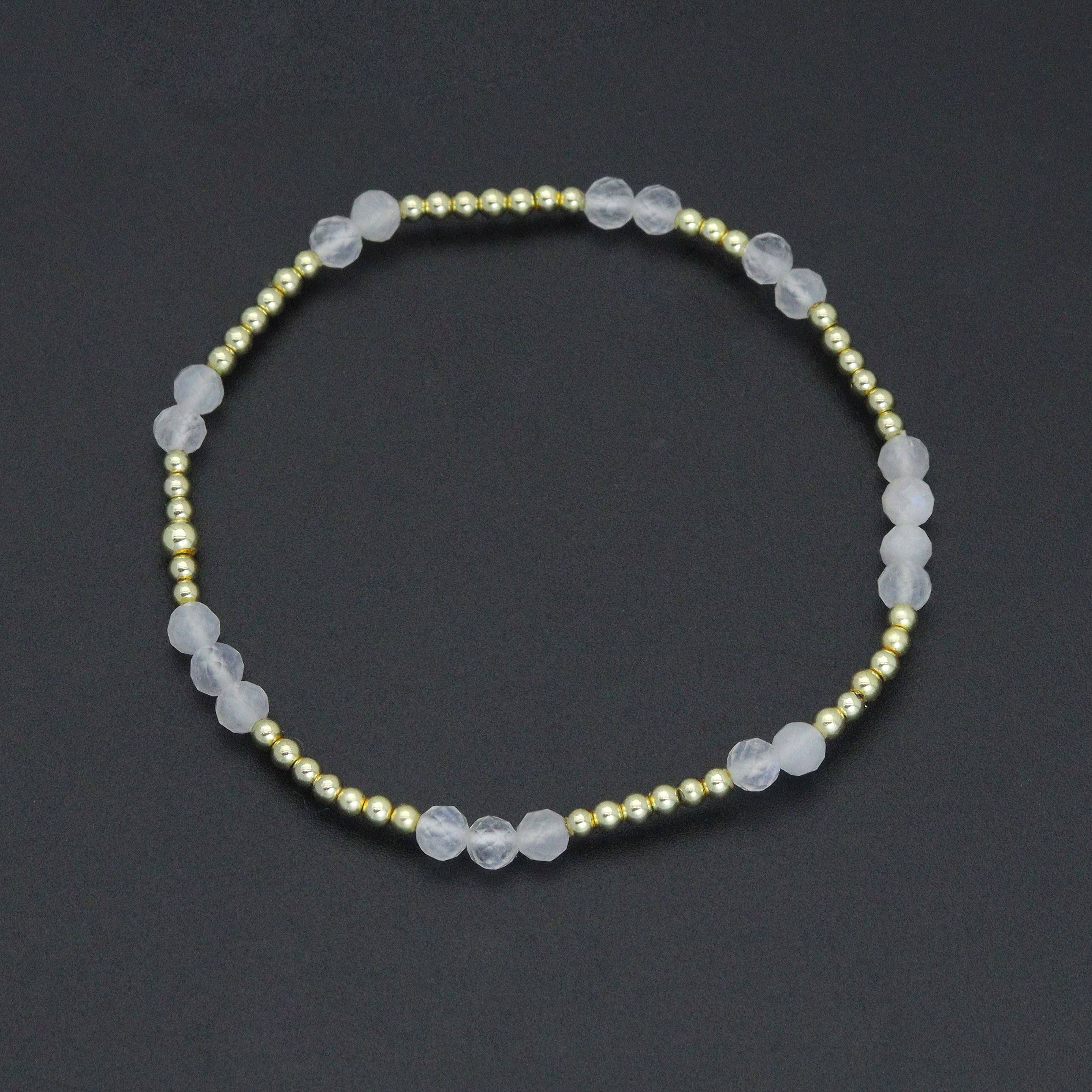 Natural Moonstone Hematite Stretchy Bracelet, Sku#EF643