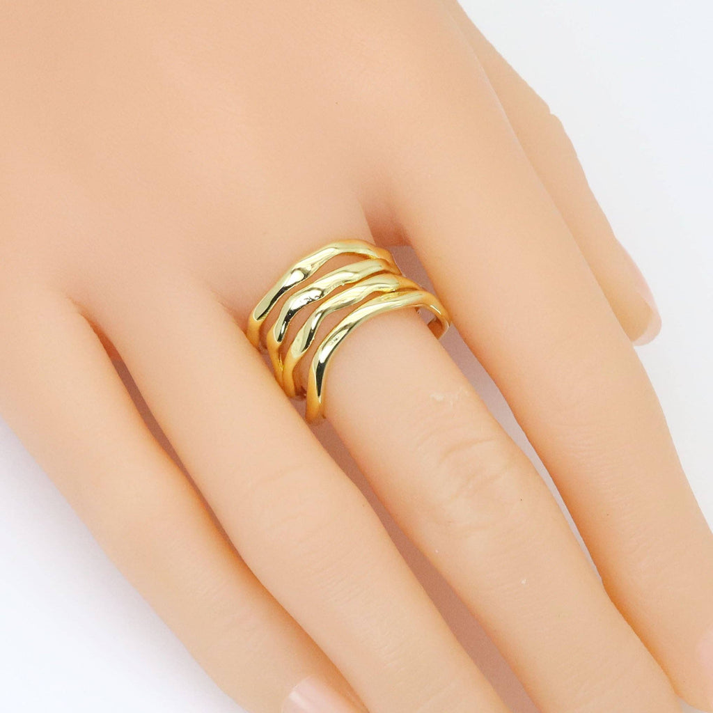 Four Wave Lines Adjustable Ring, Sku#LX593