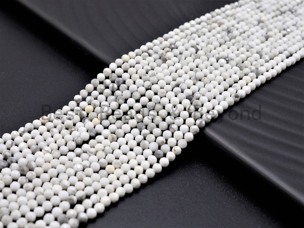 2mm/3mm Natural Faceted Round Howlite beads, Natural White G