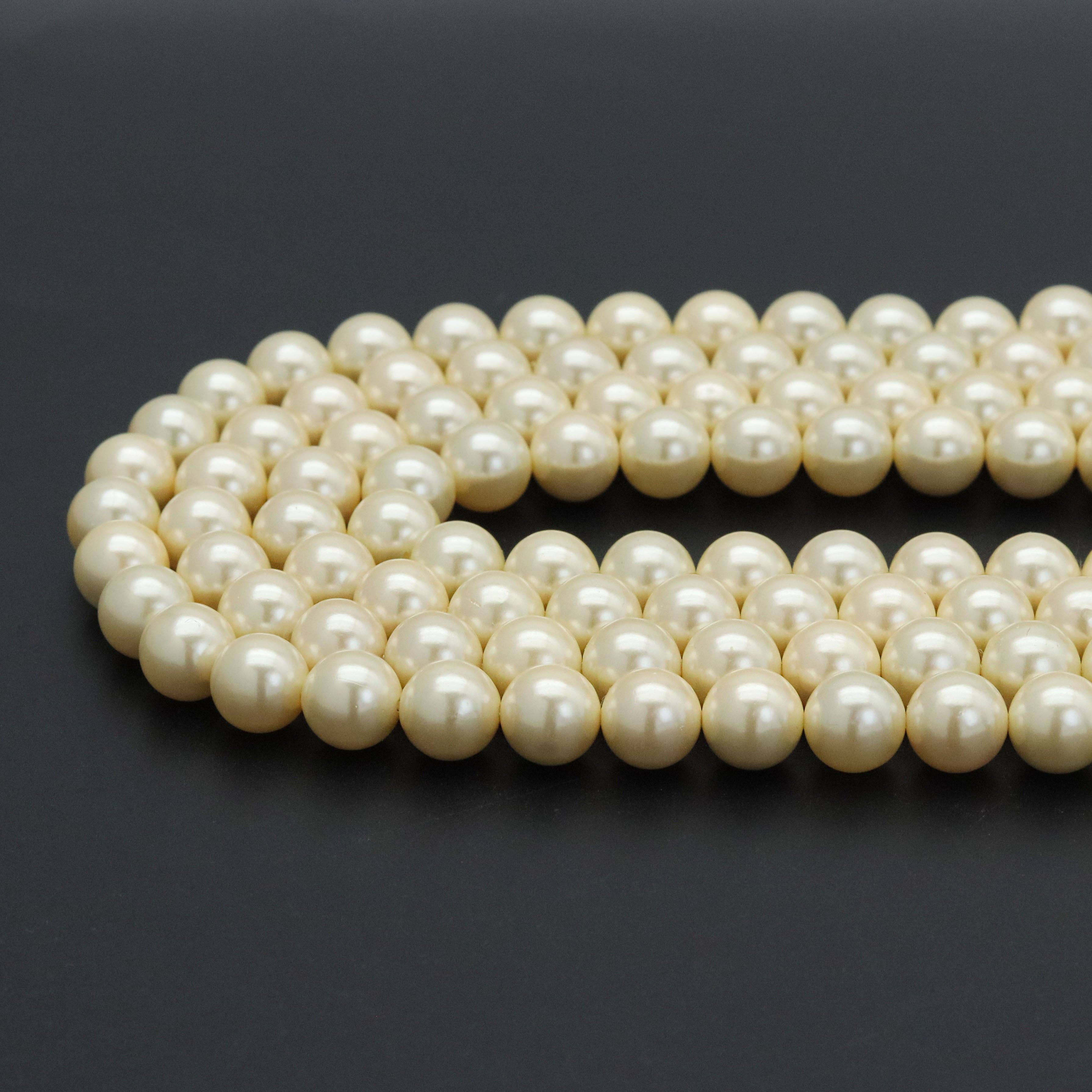 Light Gold MOP Round Smooth Beads, Sku#T175