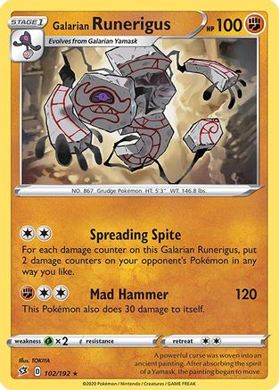 Galarian Runerigus 102/192 - SWSH02 Rebel Clash Reverse Holofoil