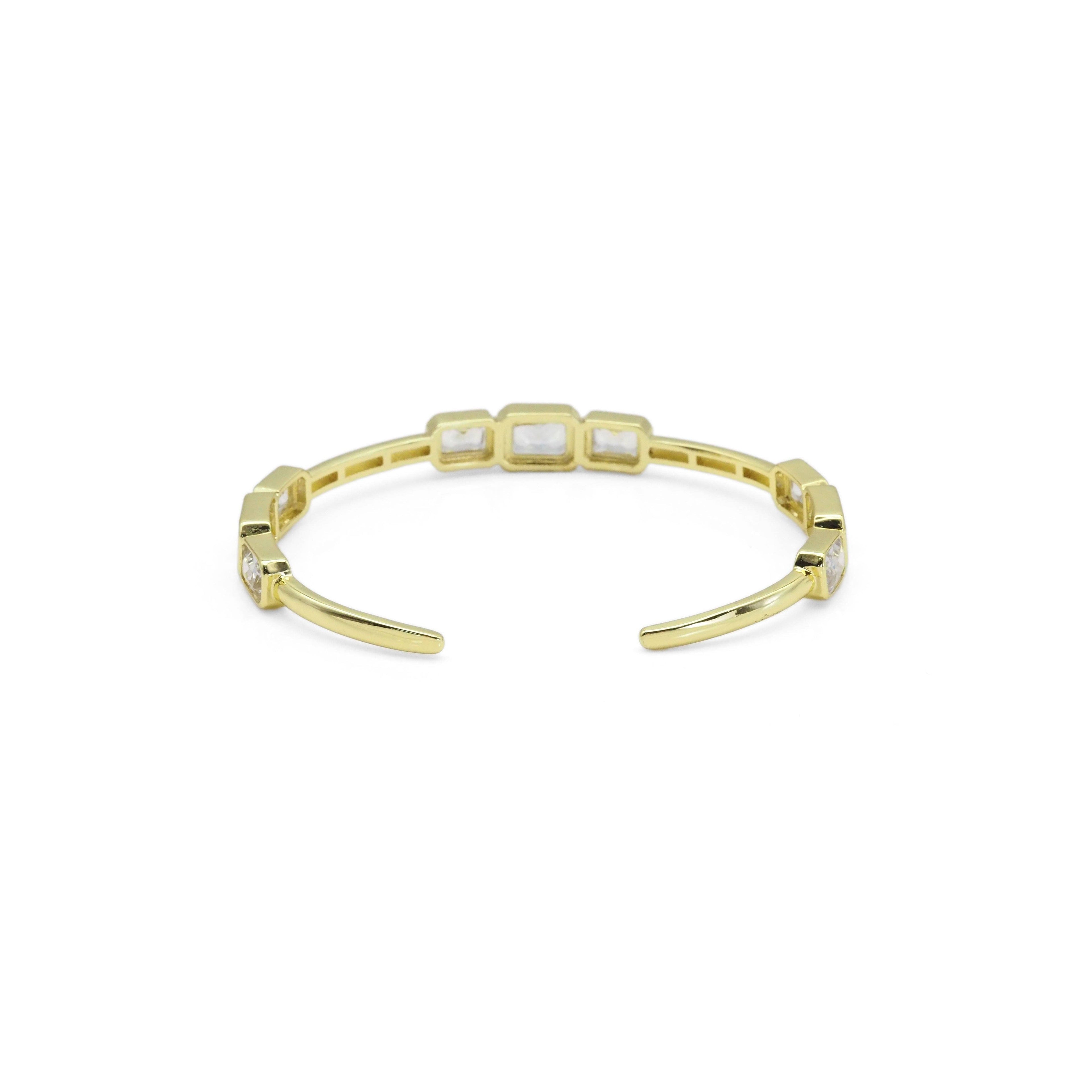 Gold Rectangle CZ Bracelet, Sku#LX404
