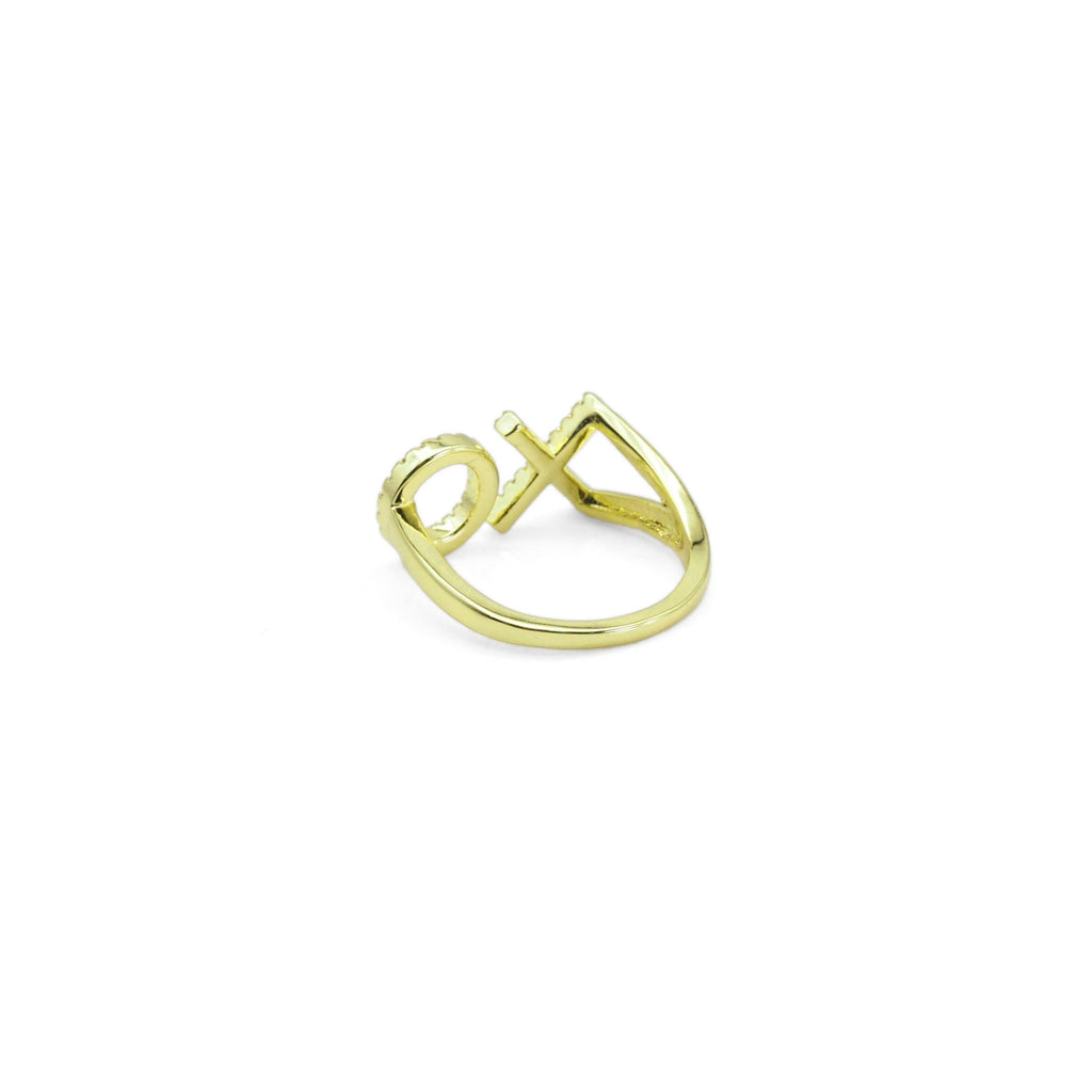 CZ Gold XO Adjustable Ring, Sku#LX425