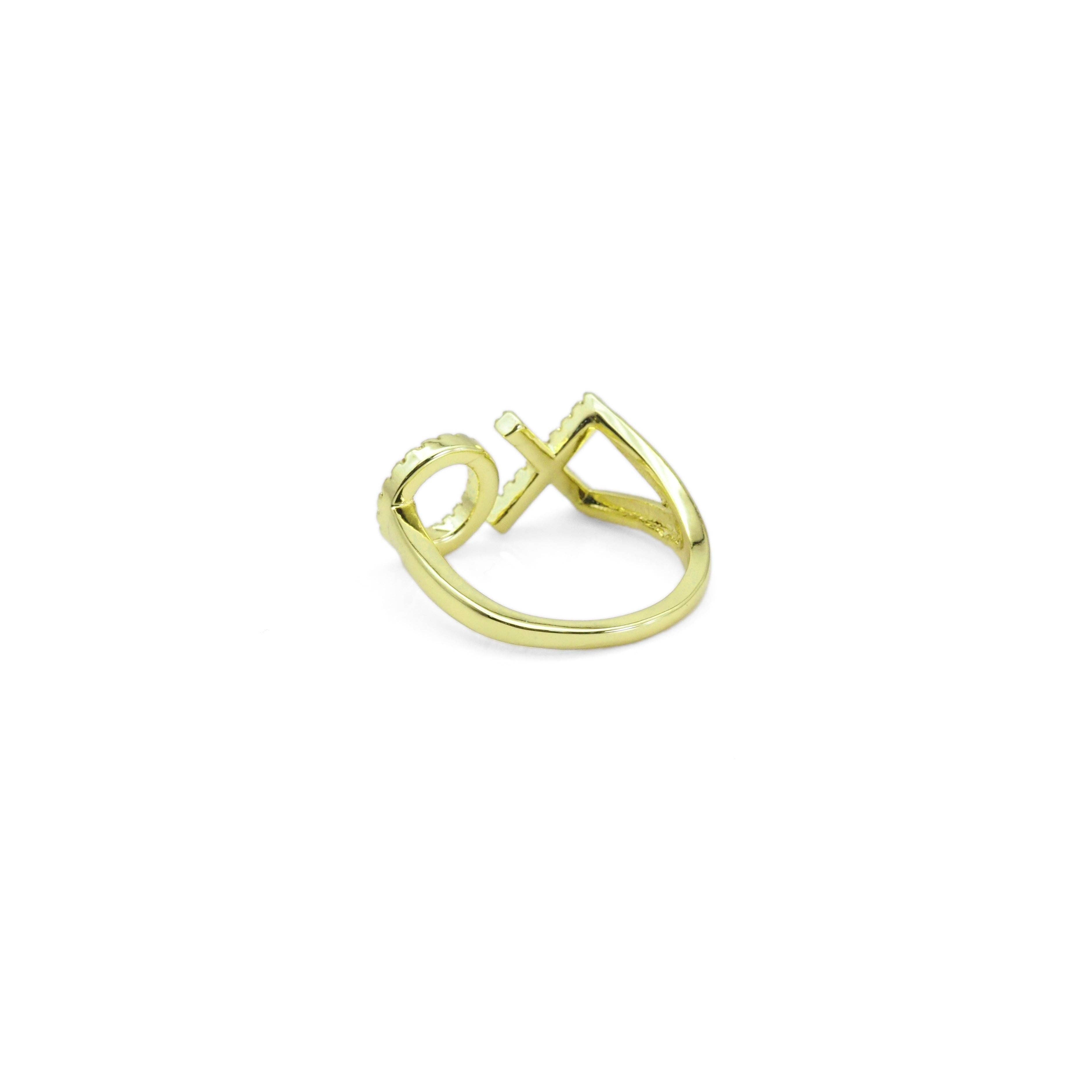 CZ Gold XO Adjustable Ring, Sku#LX425