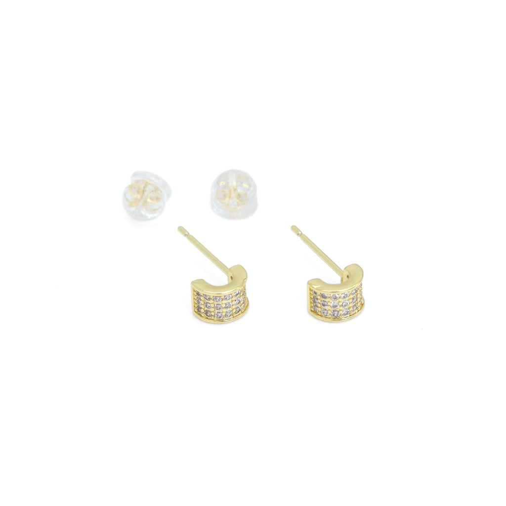 Clear CZ Gold Silver Tiny Stud Earrings, Sku#LX617