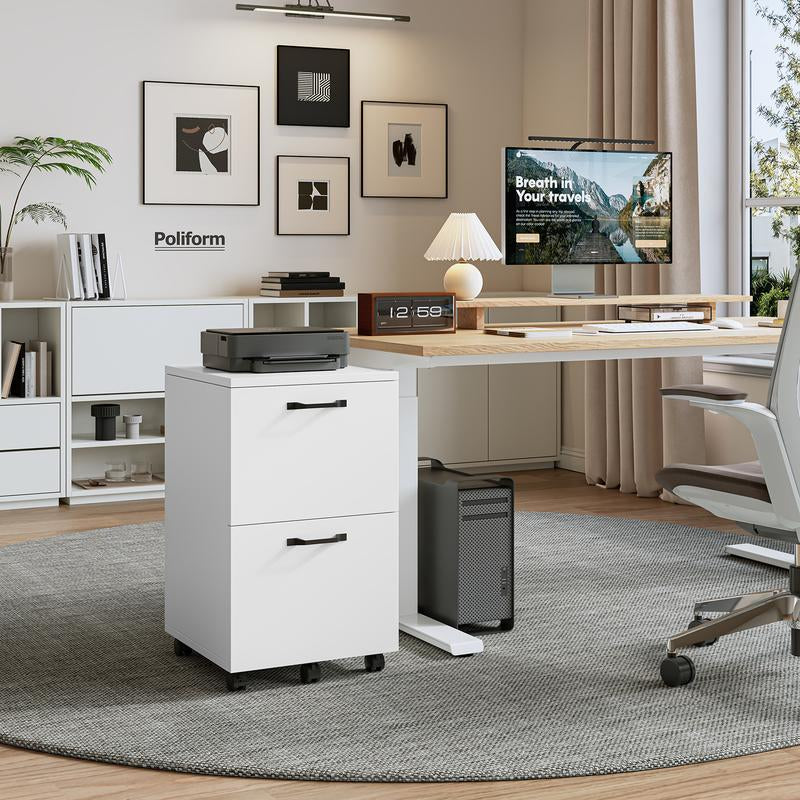 2-Drawer File Cabinet,Rolling File Cabinet with Locking Casters,2 Drawer Storage for A4 & Letter Size,Mobile Organizer for Home Office and Dorm Room