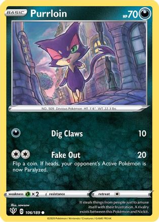 Purrloin 106/189 - SWSH03 Darkness Ablaze