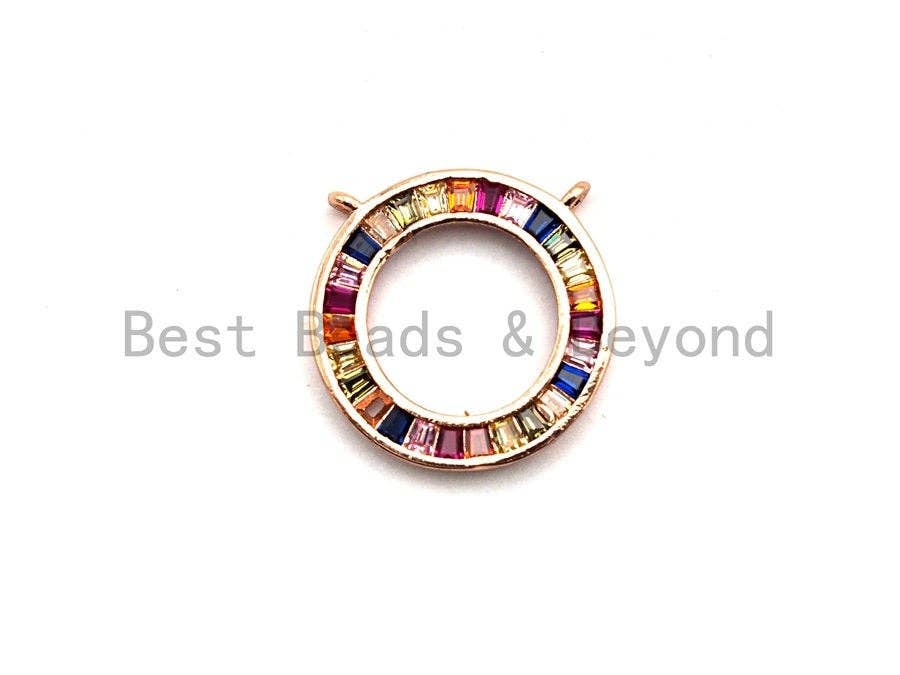 Colorful CZ Micro Pave Circular Ring  Pendant, Cz Pave Pendant, Gold/Rose Gold/Silver/Gunmetal plated, 21x21mm, Sku#F783