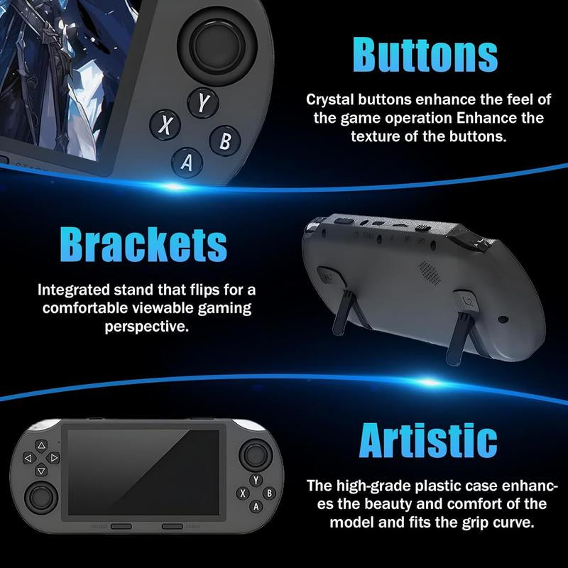 SF3000 Retro Gaming Console 64G, Handheld Video Games Console Preloaded 20000+ Retro Games 14+ Emulators, 4.5 Inch IPS HD Screen, 854*480 Resolution, 3000Mah Battery, 3D Dual Joystick (Grey)