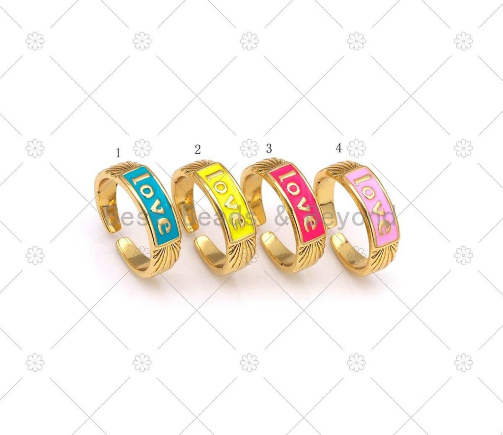 Enamel Love Word Adjustable Ring, Sku#Y532