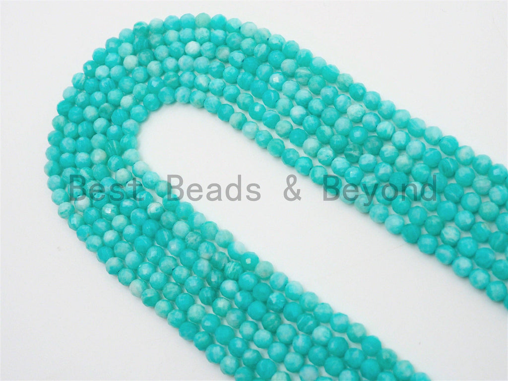 2x3mm/4mm High Quality Natural Amazonite beads, Rondelle/Round Faceted Gemstone Beads, 15-16inch strand, SKU#U367