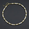 Cream white gemstone gold spacer necklace, sku#EF558