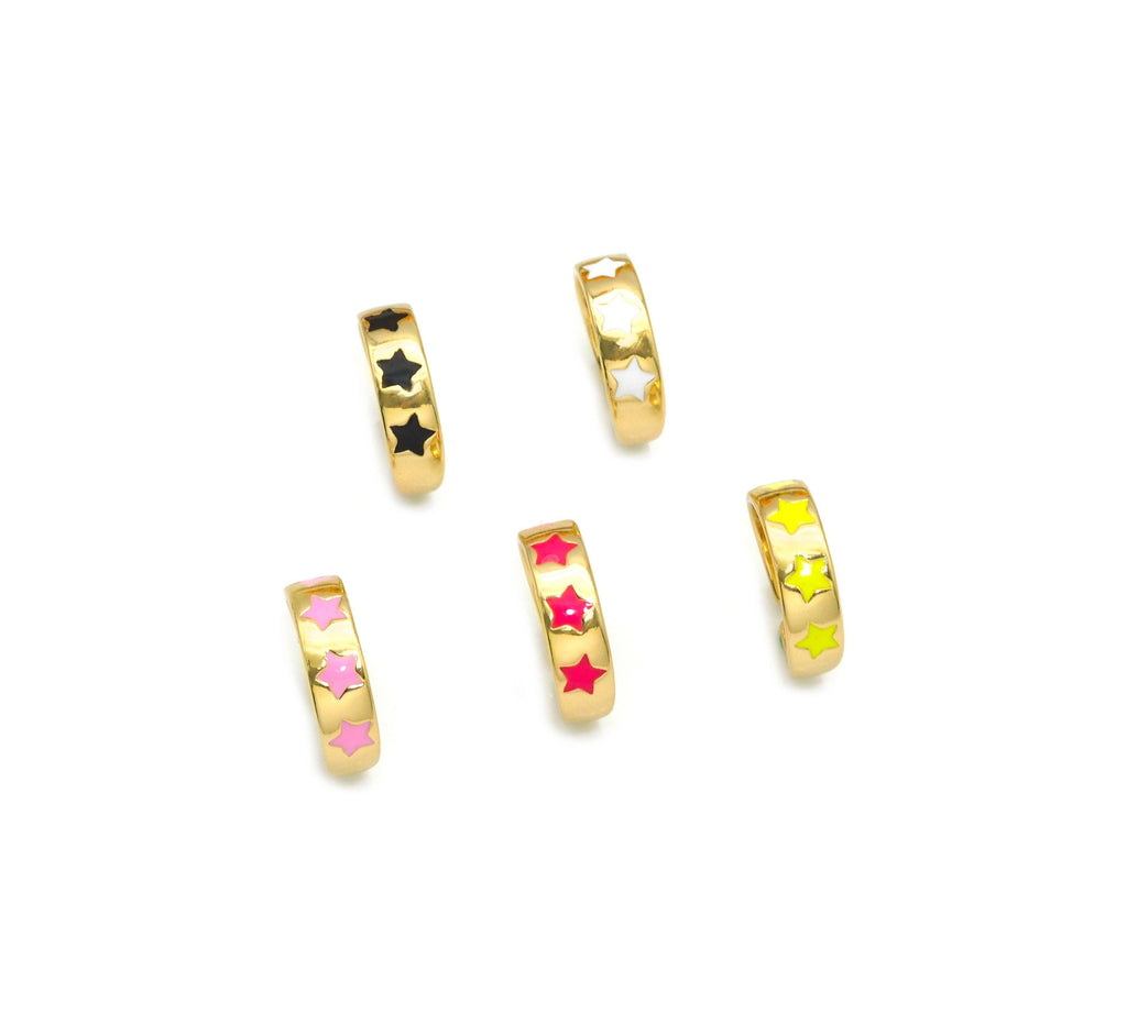Gold Colorful Enamel Star Adjustable Ring, Sku#LX183