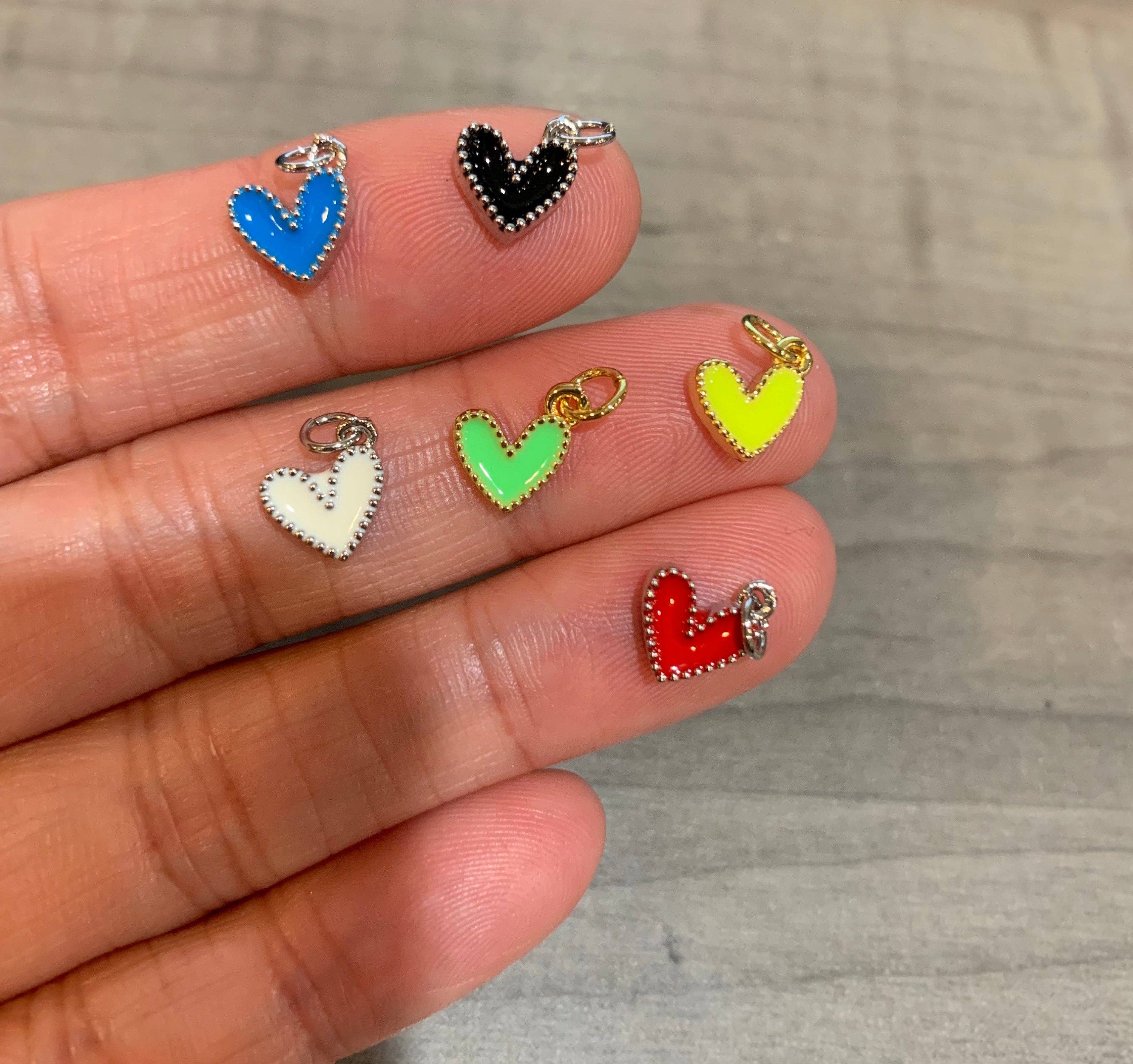 Gold Silver Cute Enamel heart charm, SKU#Z410