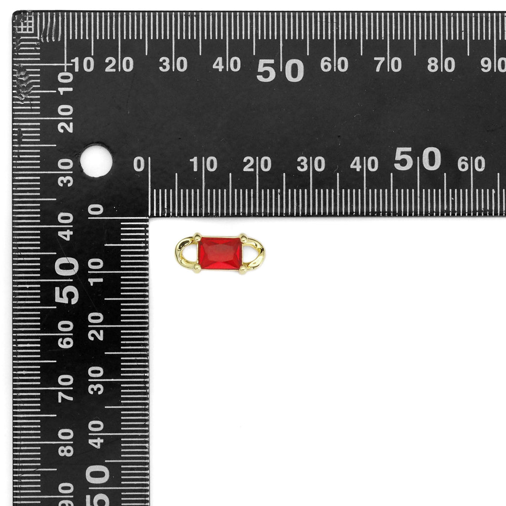 Gold Colorful Square CZ Connector, Sku#LX287