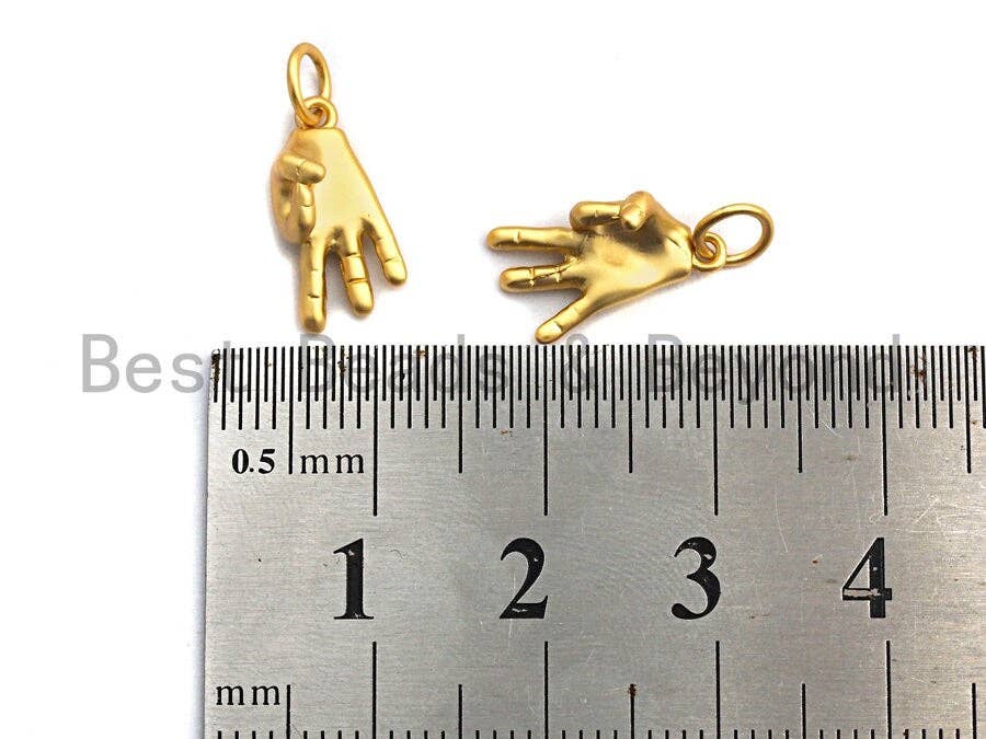 CZ Micro Pave OK Gesture Pendant,Cubic Zirconia Hand Charm, Silver/Gold Pendant,6x14mm,sku#Y216
