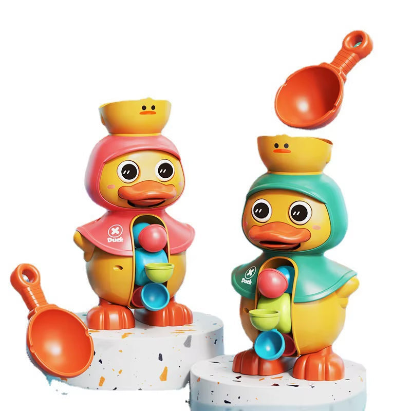 Kids Shower Bath Toys Cute Duck Bathtub Toys for Toddlers 1-4 Years Old with Rotating Water Wheels Bathroom Power Suction Water