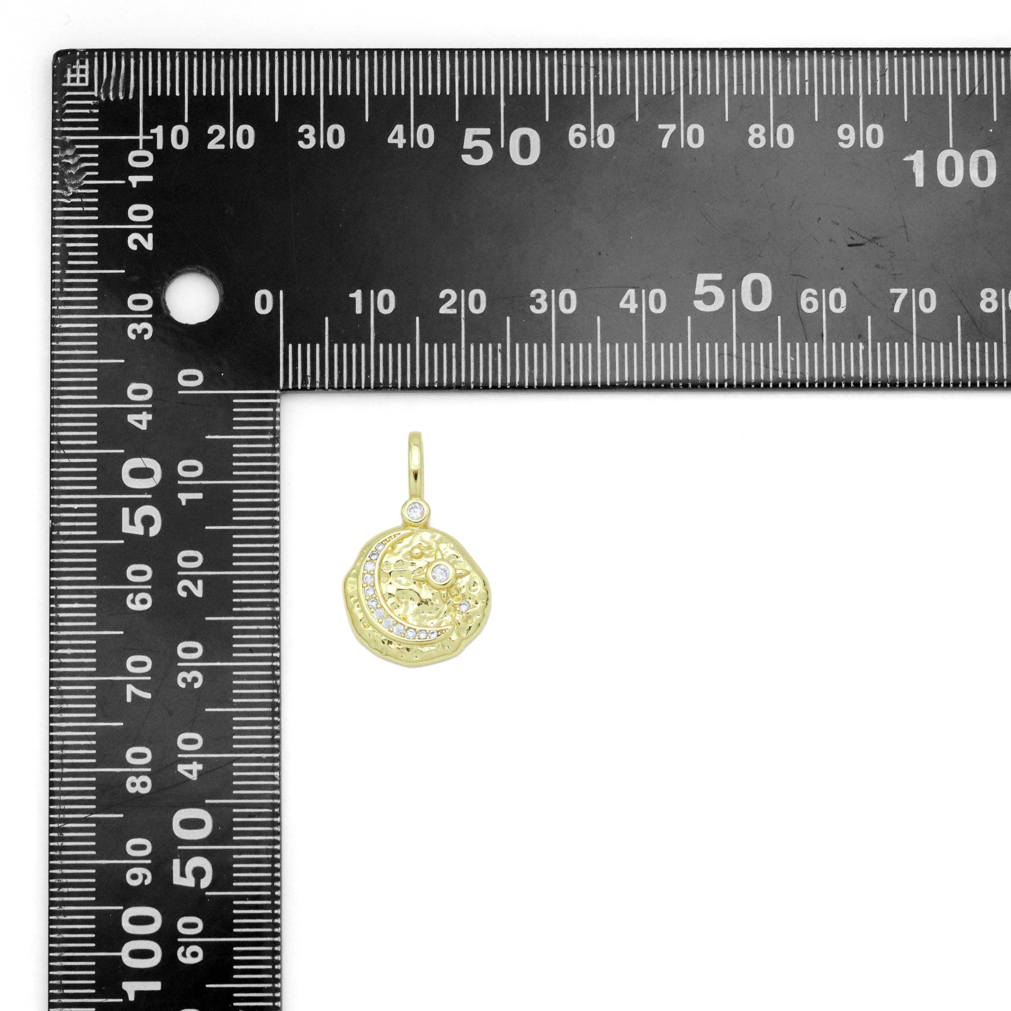 Hammered Cresent Moon Coin Charm Pendant, Sku#LX576