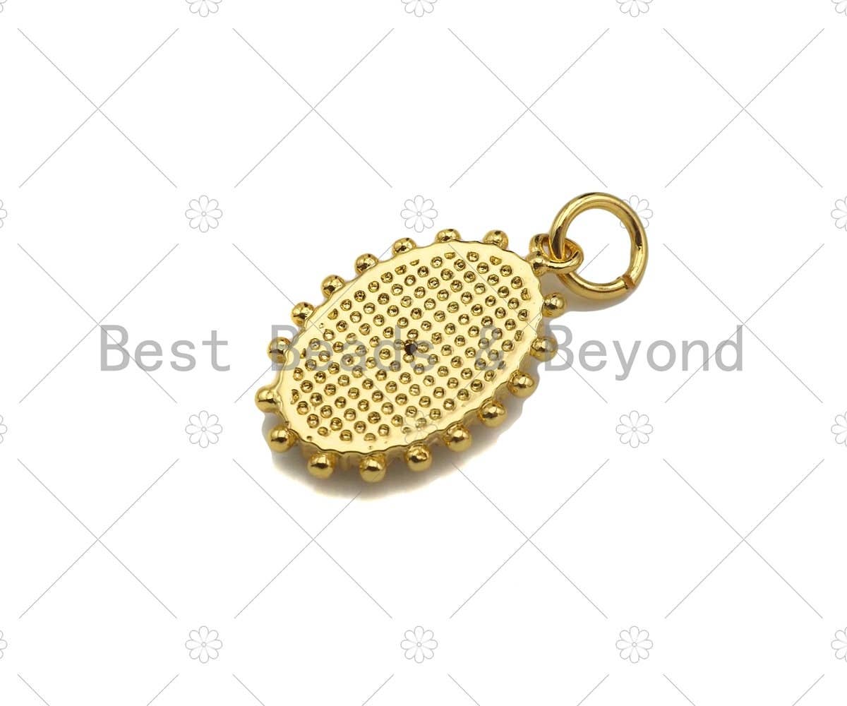 CZ Micro Pave North Star On Oval Shape Pendant,18k Dainty Gold Radial Medallion Charm, Necklace Bracelet Charm Pendant,11x18mm,Sku#Z1322