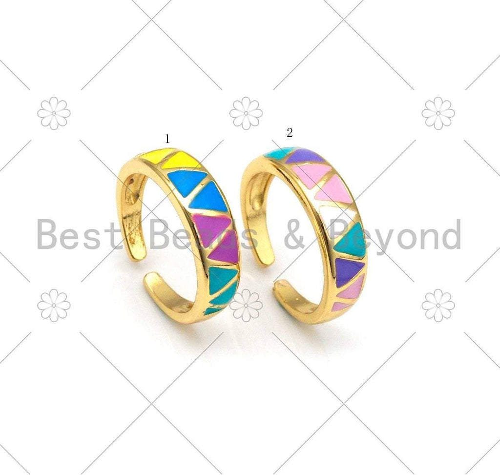 Colorful Triangle Enamel Adjustable Ring, Sku#C126