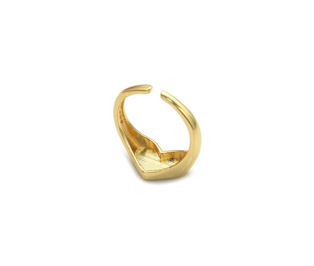 Gold Plain Heart Adjustable Ring, Sku#LX176