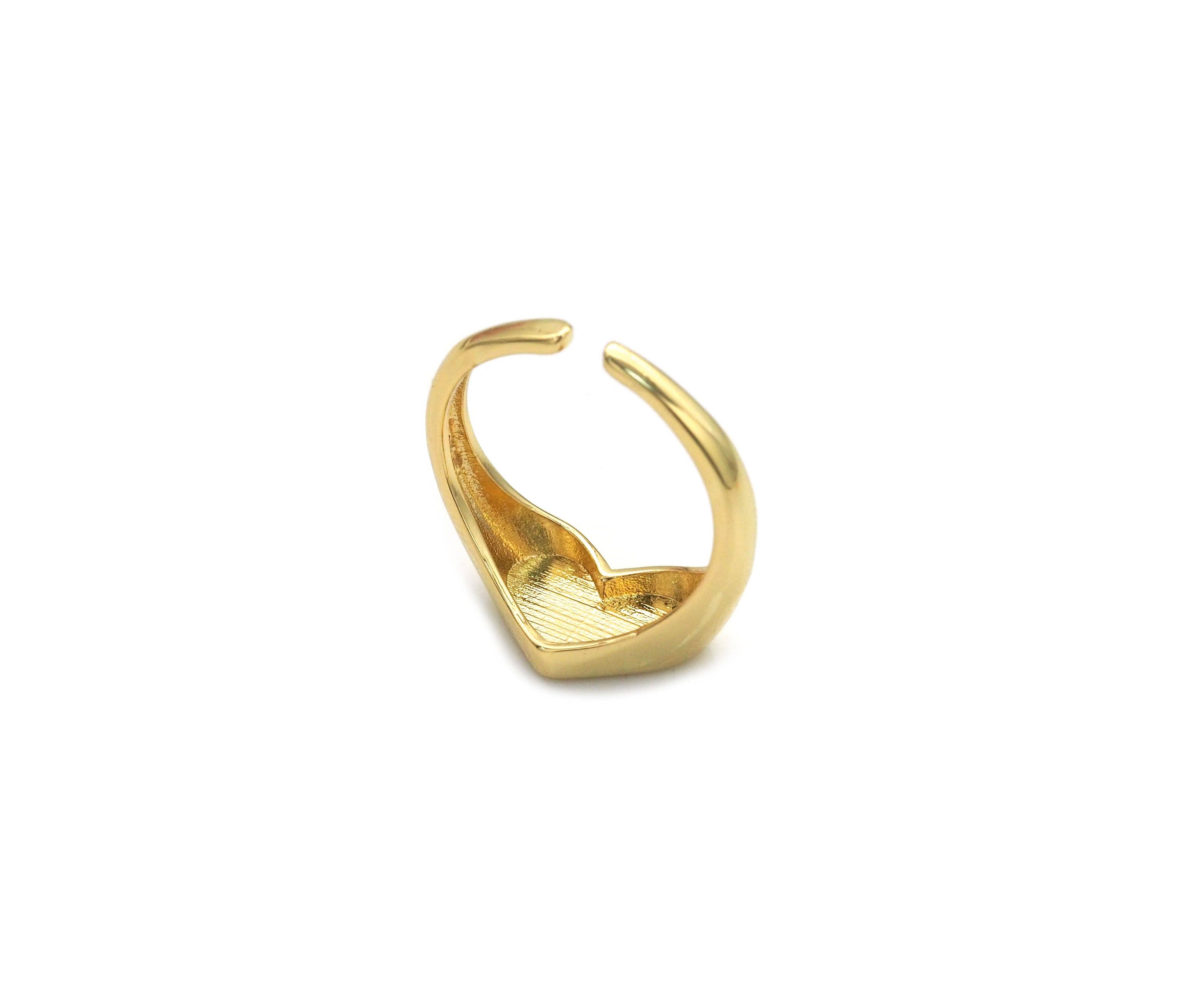 Gold Plain Heart Adjustable Ring, Sku#LX176