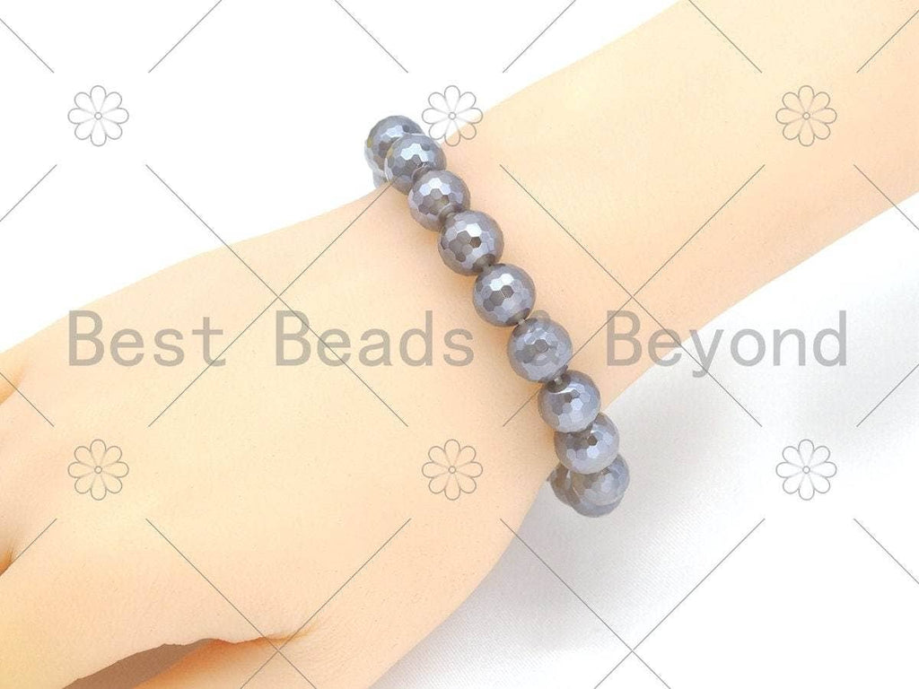 Mystic Grey/Champaign Agate Stretchy Bracelet, Sku#EF60