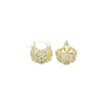 Triangle CZ Flower Patten Ball Latch Batch Earrings, Sku#LD612