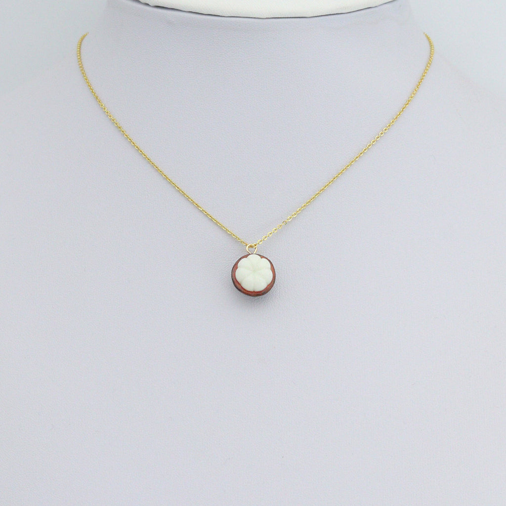 Enamel Gold Half Mangosteen Charm Pendant,Sku#LK1242