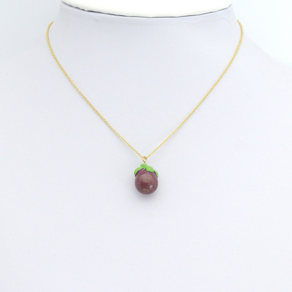 Enamel Gold Purple Mangosteen Charm Pendant,Sku#LK1240