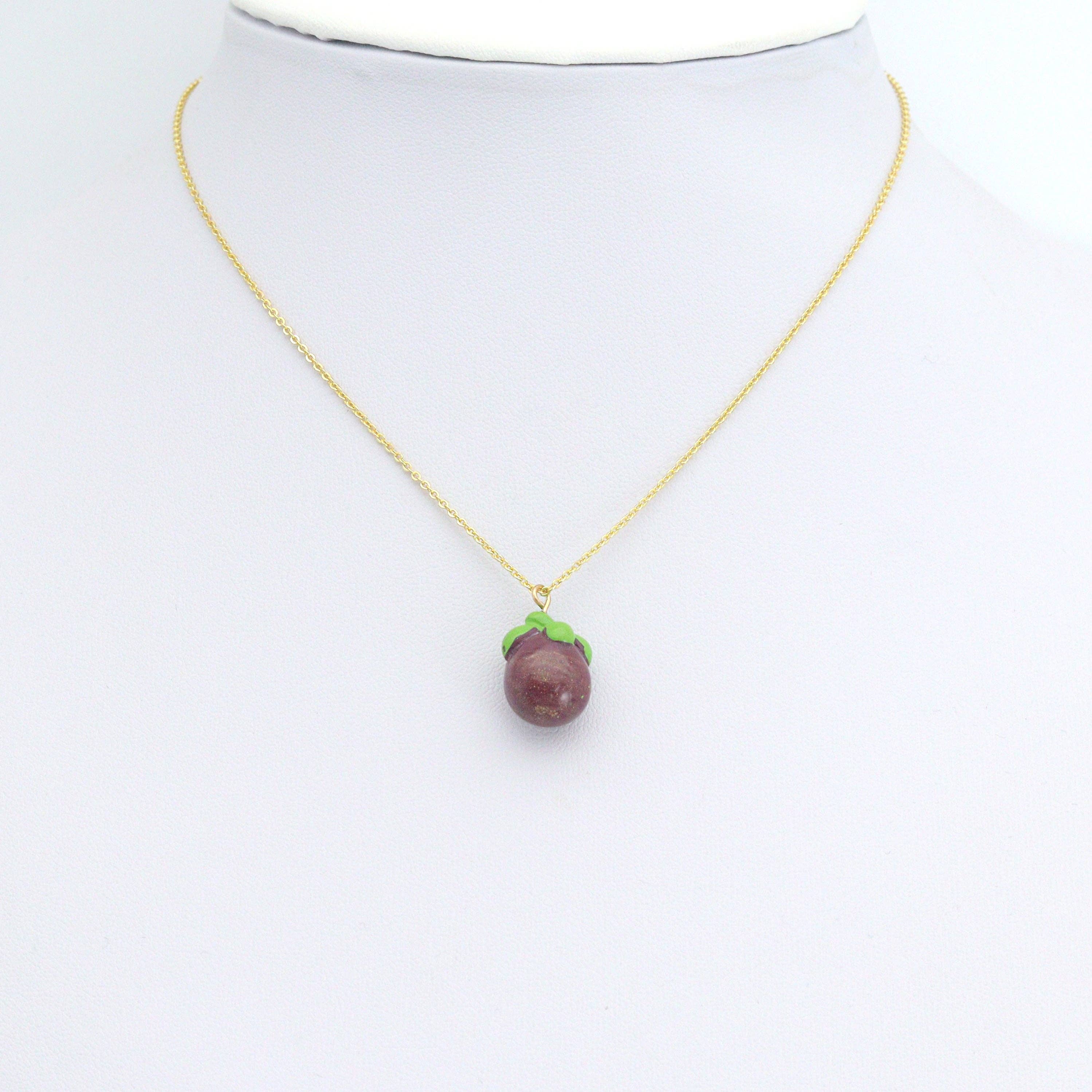 Enamel Gold Purple Mangosteen Charm Pendant,Sku#LK1240