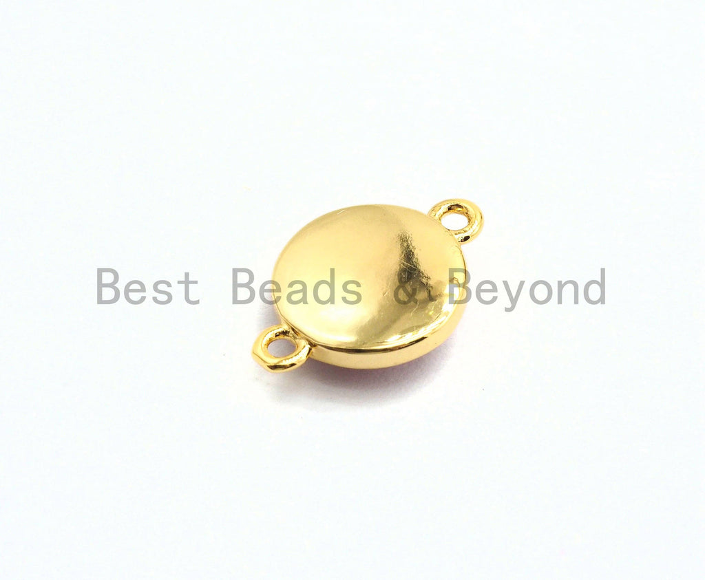 100% Natural Hot Pink Shell Round Connector with Gold/Silver Plated Edging, Fuchsia Spacer Connector, Shell Charm, 10x15mm,SKU#Z283