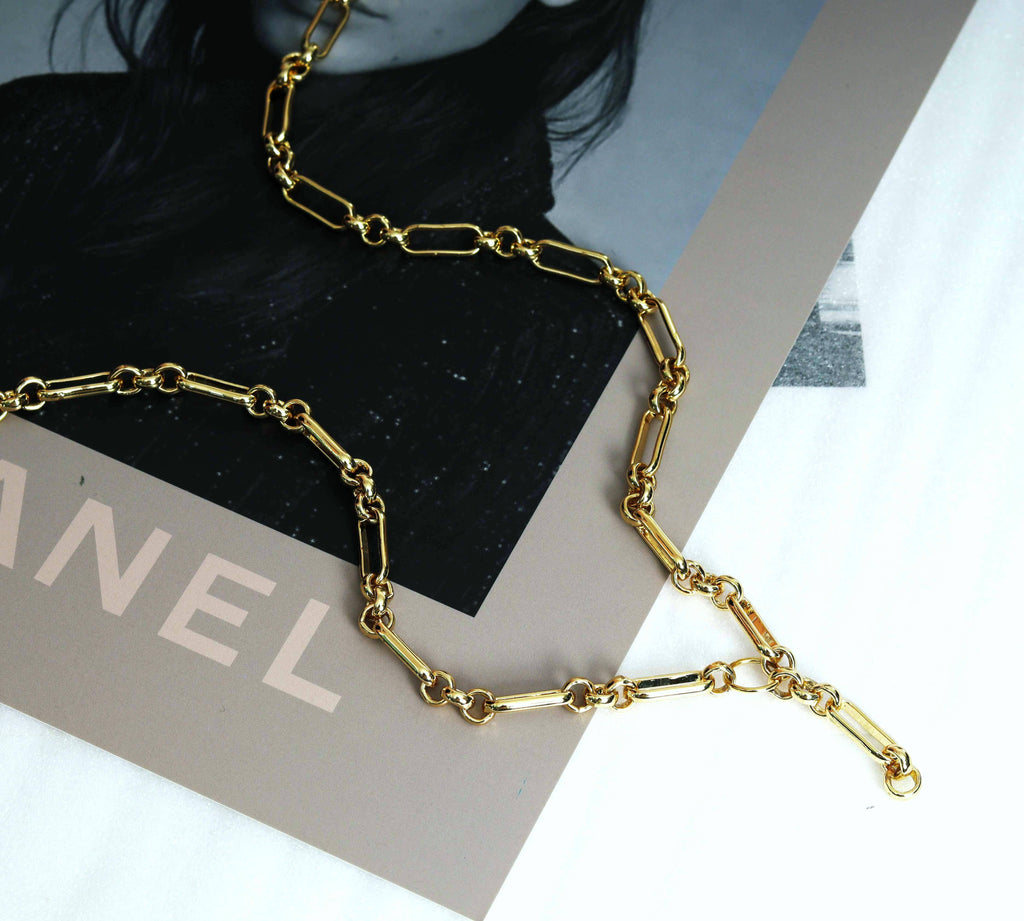 Custom Thick Mixed Paperclip Drop Chain Necklace, sku#EF165