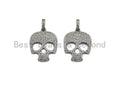 Oxidized silver CZ Micro Pave Skull Pendant/Charm, Antique SIlver Color Skull, Cubic Zirconia Pendant Charm, 26x33mm,sku#X121